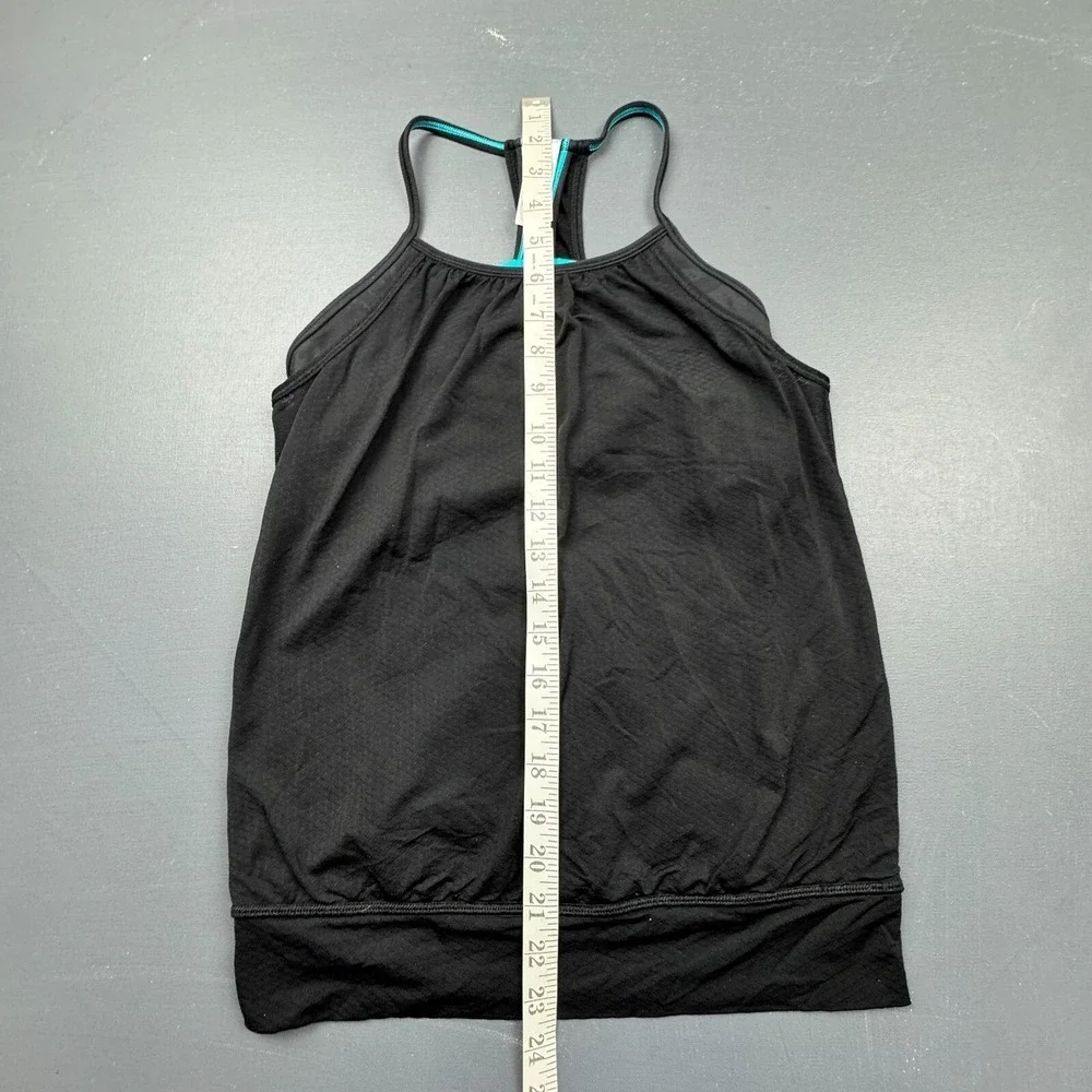 Ivivva Girls Size 12 Black Teal Racerback Tank Built In Bra Athletic Stretch Top